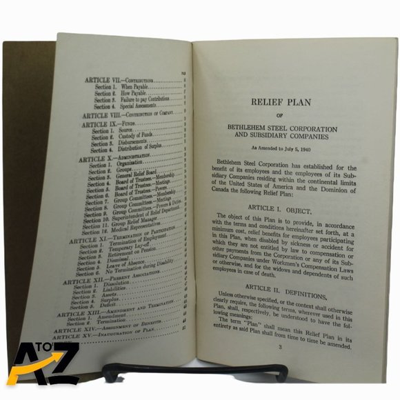 Relief Plan Bethlehem Steel Corp & Subsidiary Companies Booklet 1926 1940 Book - Picture 5 of 12